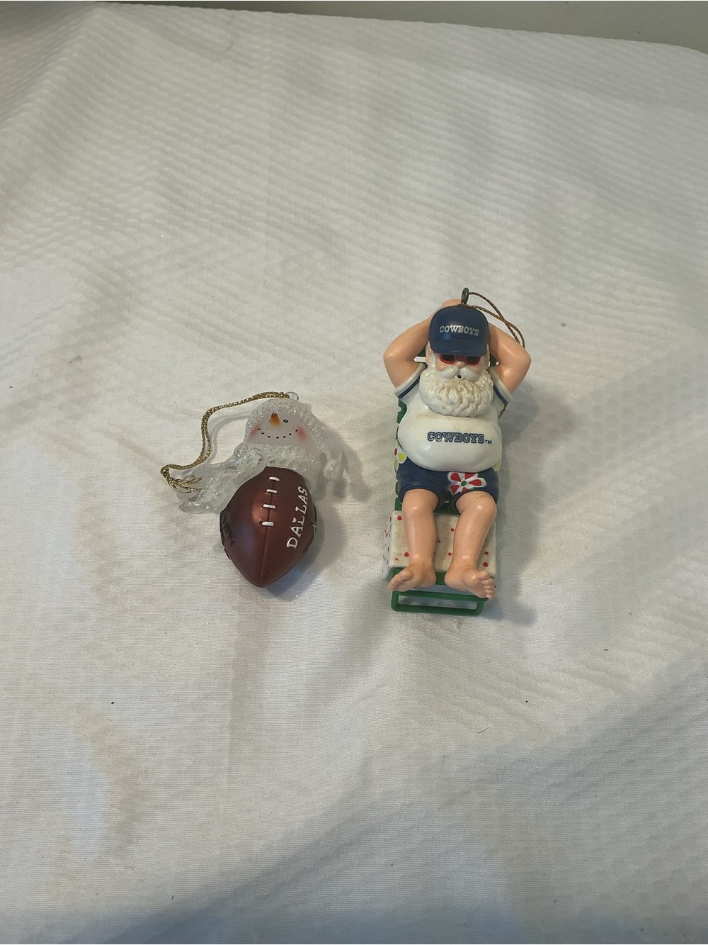NFL Dallas Cowboys Santa Lounge Ornament - Blue, White, Brown